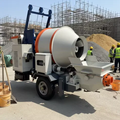 Customized C3 Diesel Trailer Concrete Pump Machine With Mixer Portable Mini Self Loading Concrete Mixing Pump For Columns