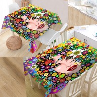 Butterfly Flowers Tablecloth Oxford Fabric Dustproof Dinner Table Cloth Decoration Table Cover For Wedding Party Decoration 0506