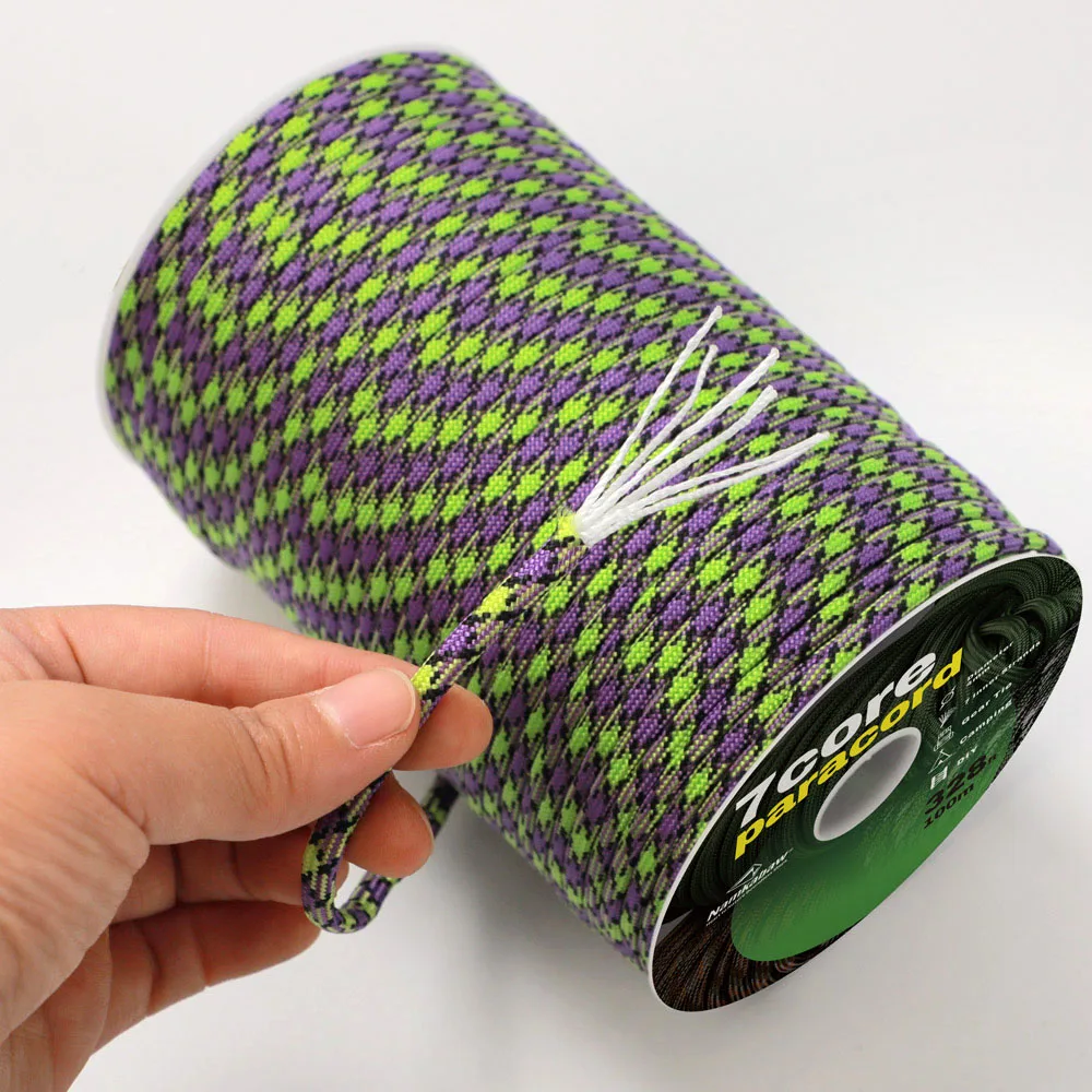 Namkabaw 100 Meter Roll Pack 7-Core Umbrella Rope Tent Hanging Rope DIY Bracelet Woven Backpack Bundling Clothes Drying Rope