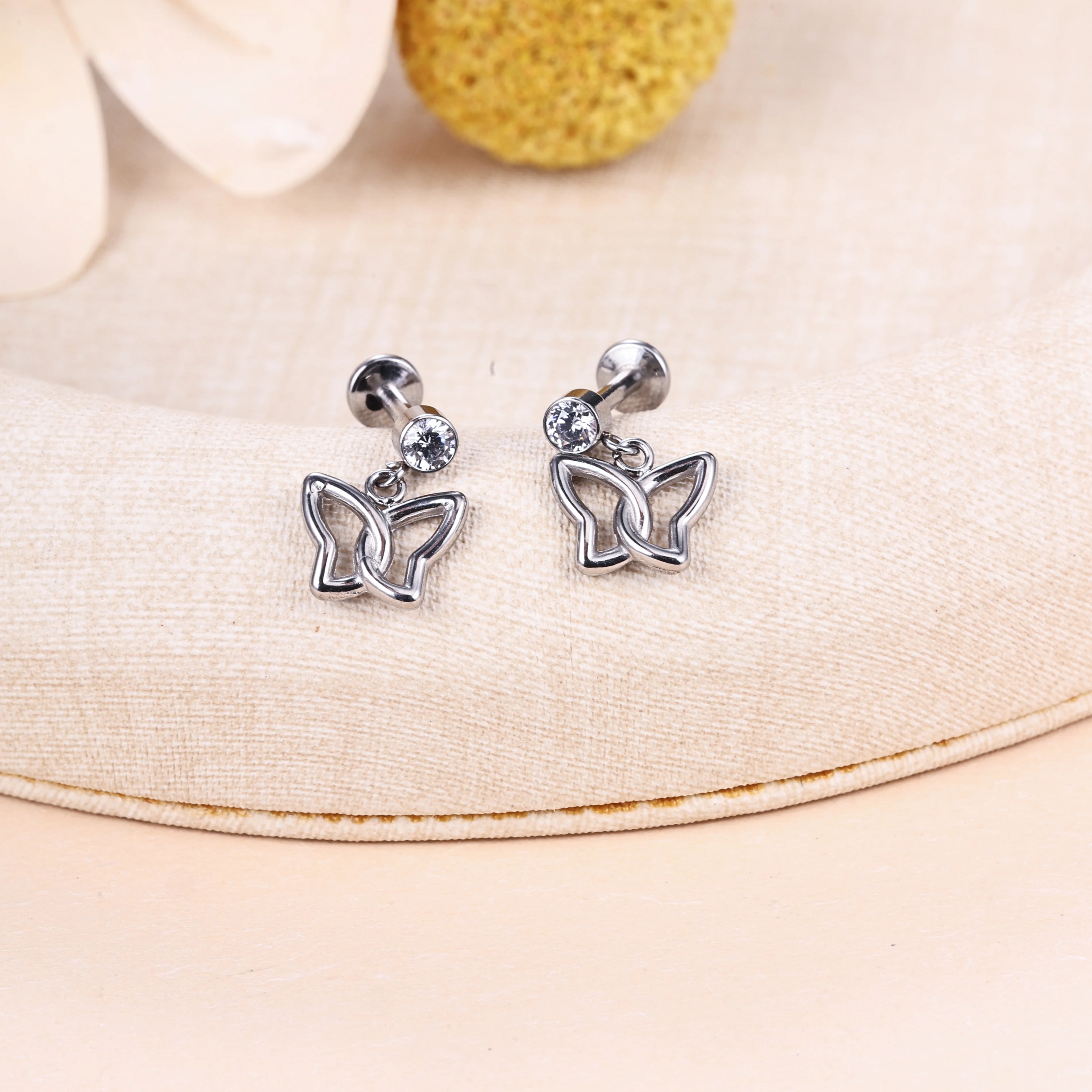 1 Pasang Anting Kancing Kupu-k - Body Jewelry High End ulasan dan harga
