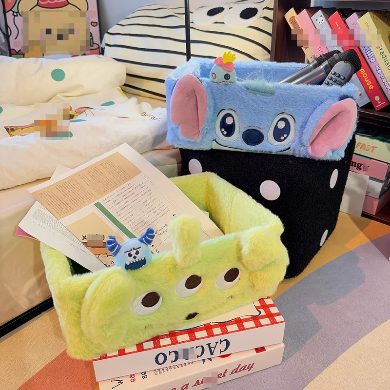 

Забавная милая корзина для хранения с героями мультфильмов Disney Stitch, настольная коробка для хранения косметики, игрушка для закусок, предметы разных вещей, корзина для хранения, обруч