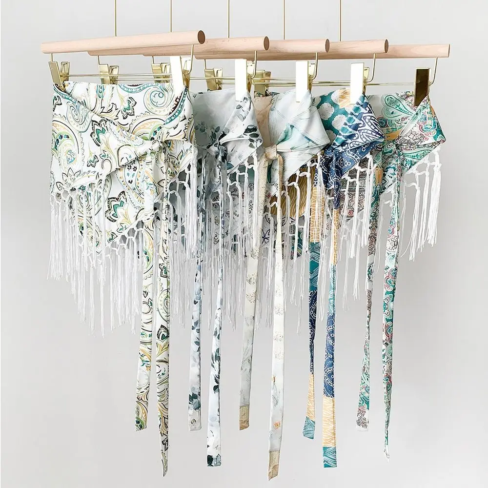 Fashion Tassels Fringe Waist Belt Exquisite Embroidery Dance Hip Scarf Ethnic Retro Floral Triangular Belt for Women