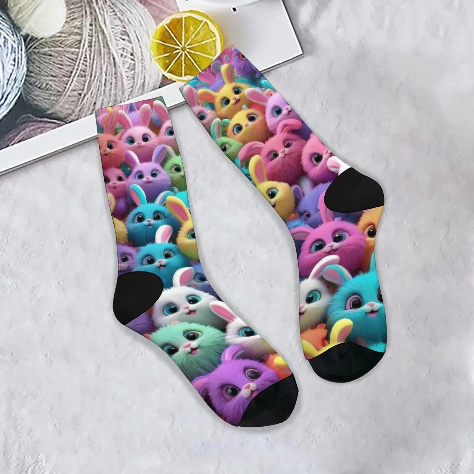 Harajuku Retro Cartoon Kaninchen Druck Herrensocken Bequeme, atmungsaktive, rutschfeste Freizeitsocken Novel Street Style Crew Socken