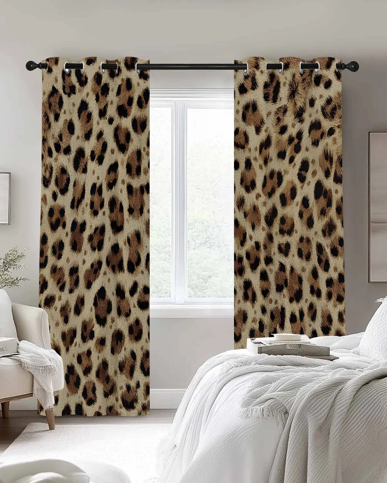 

Modern Style Leopard Print Room Curtains Large Window Curtain Kids Room Bedroom Kitchen Home Decor Drapes