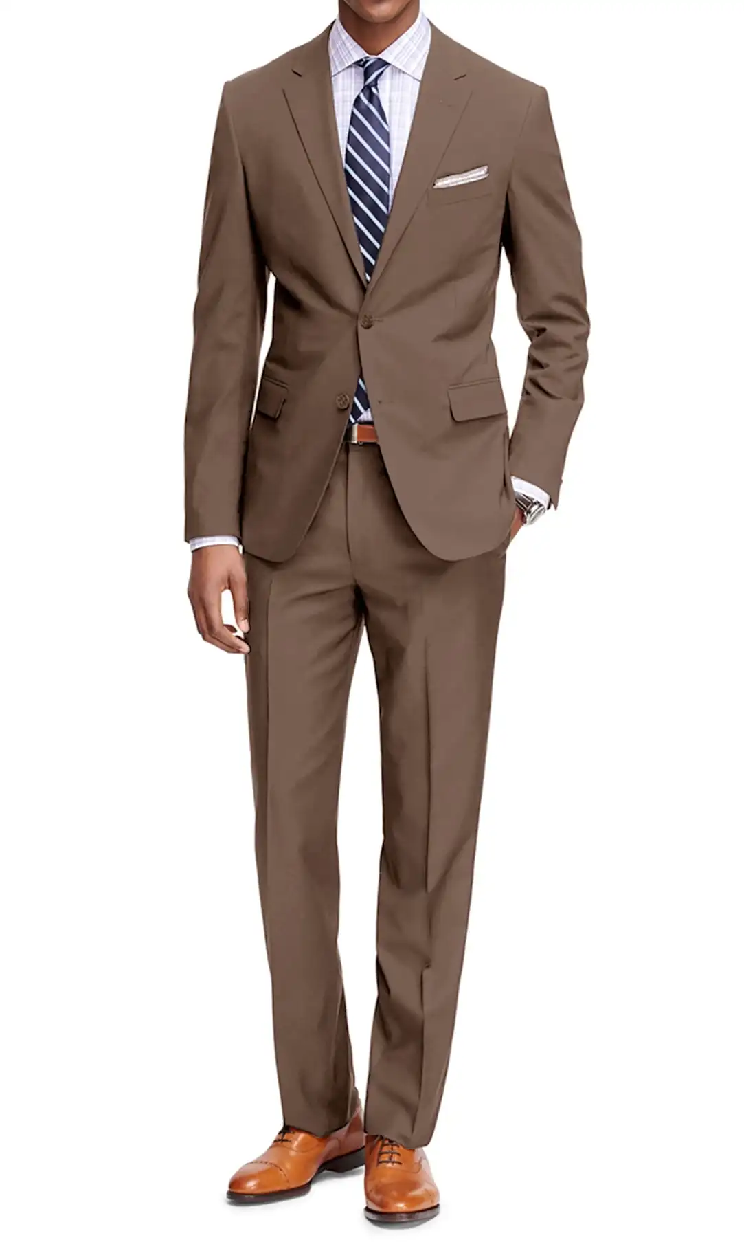 Braveman Men's Classic Fit 2-Piece Suit, Single Breasted Jacket, Two Button Closure, Flat Front Pant, 42R/36W