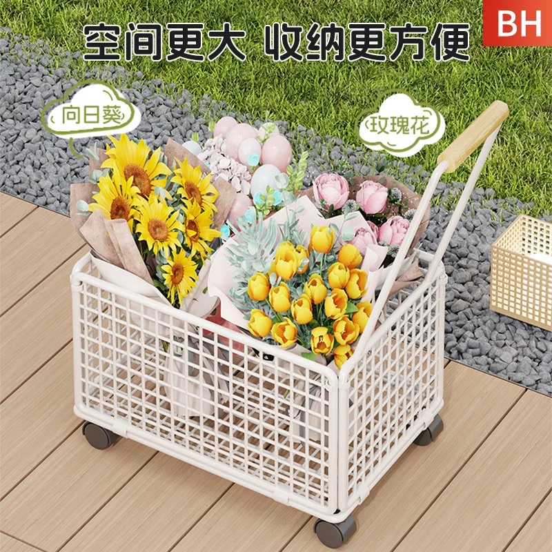 AOLIVIYA Portable Shopping Cart Outdoor Supermarket Cart Elderly Foldable Shopping Grocery Trolley Night Market Stall Snack
