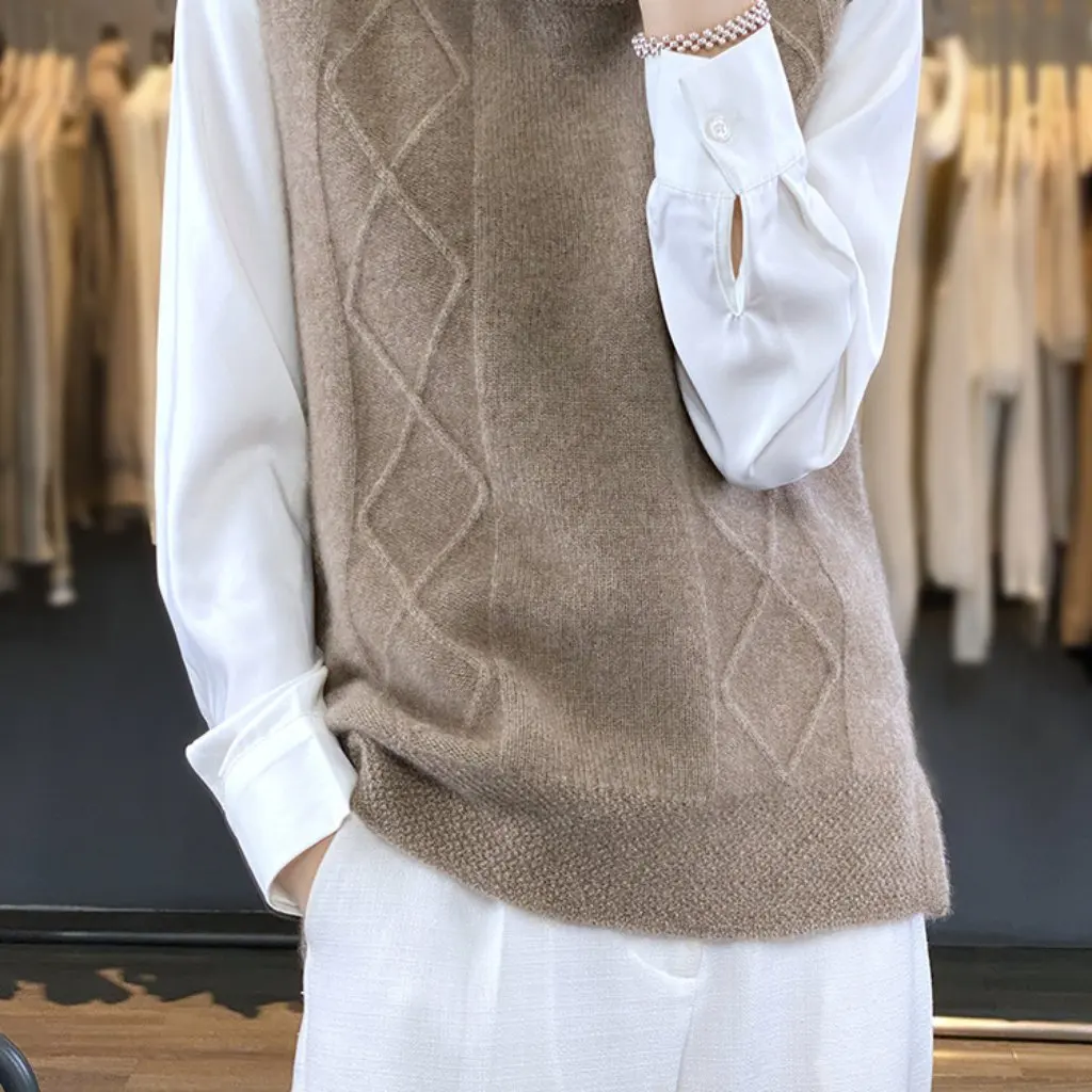 

Women's Wool Knitted Vest Sleeveless Slim-fit Waistcoat for Autumn And Winter New Style Sweater Jacket