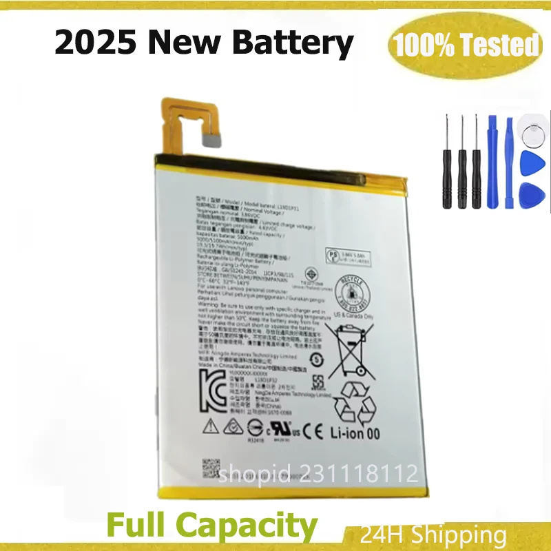New Battery L19D1P31  For Lenovo Tab M8 TB-8705F/N/M TB-8505F/N/M 5100mAh Bateria