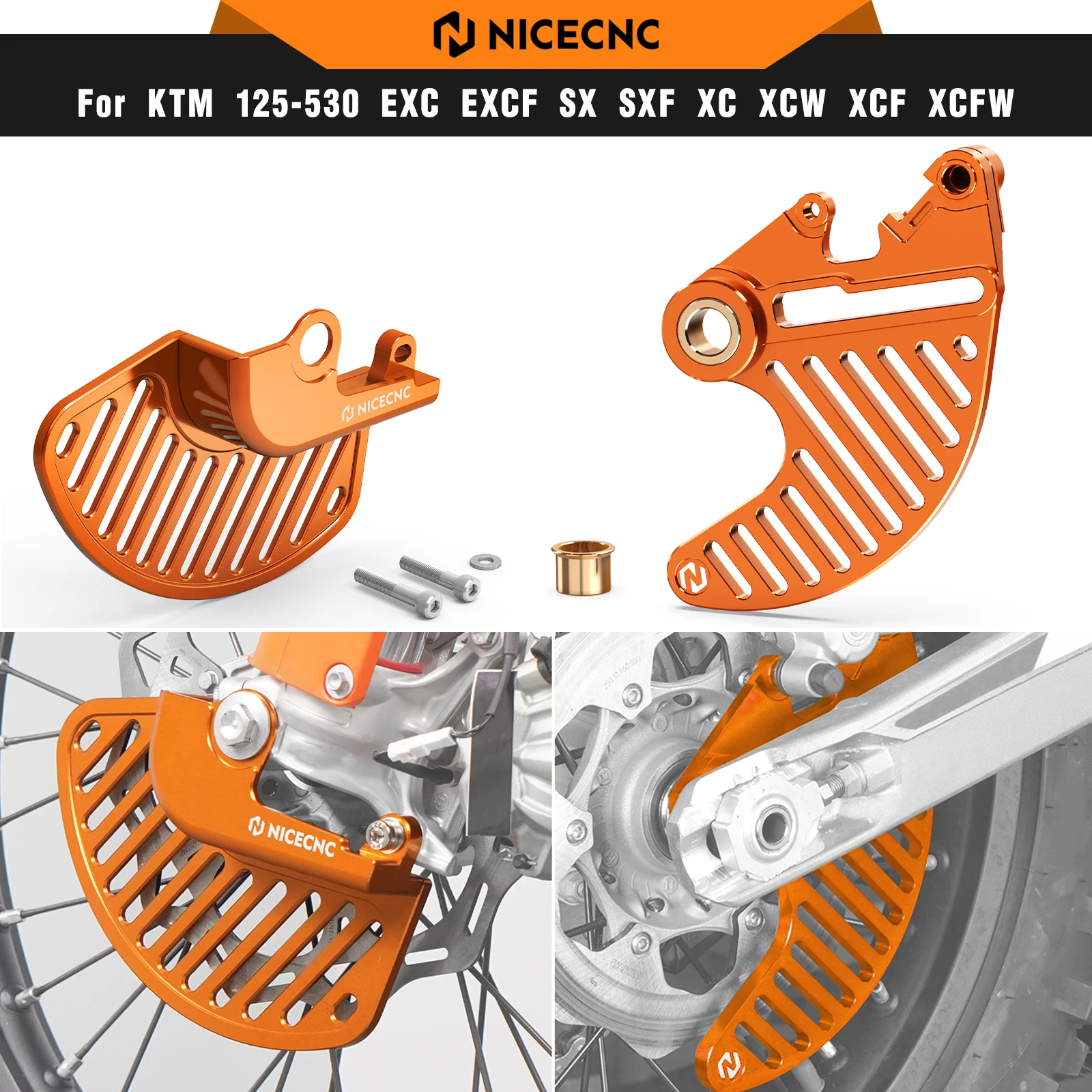NICECNC For KTM EXC 300 2016-2024 Front Rear Brake Disc Guard For KTM EXC-F 350 SXF 450 SX 125 Husqvarna TE 300 GasGas EC 300