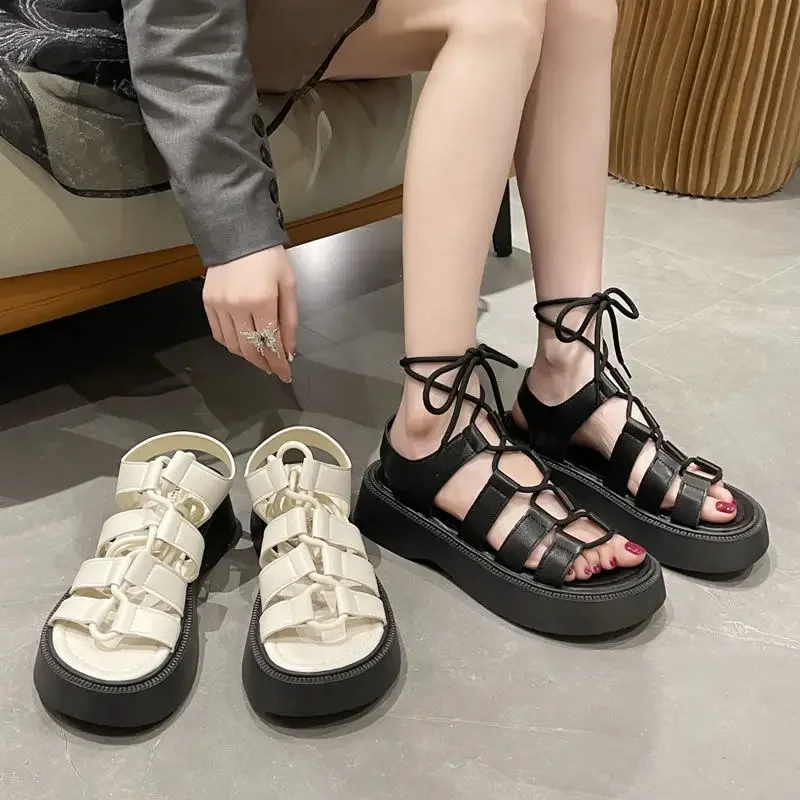 

Footwear Sandals For Women Roman Style Summer 2025 Beach Platform Ladies Shoes Comfortable And Elegant Young On Sale Low Price F