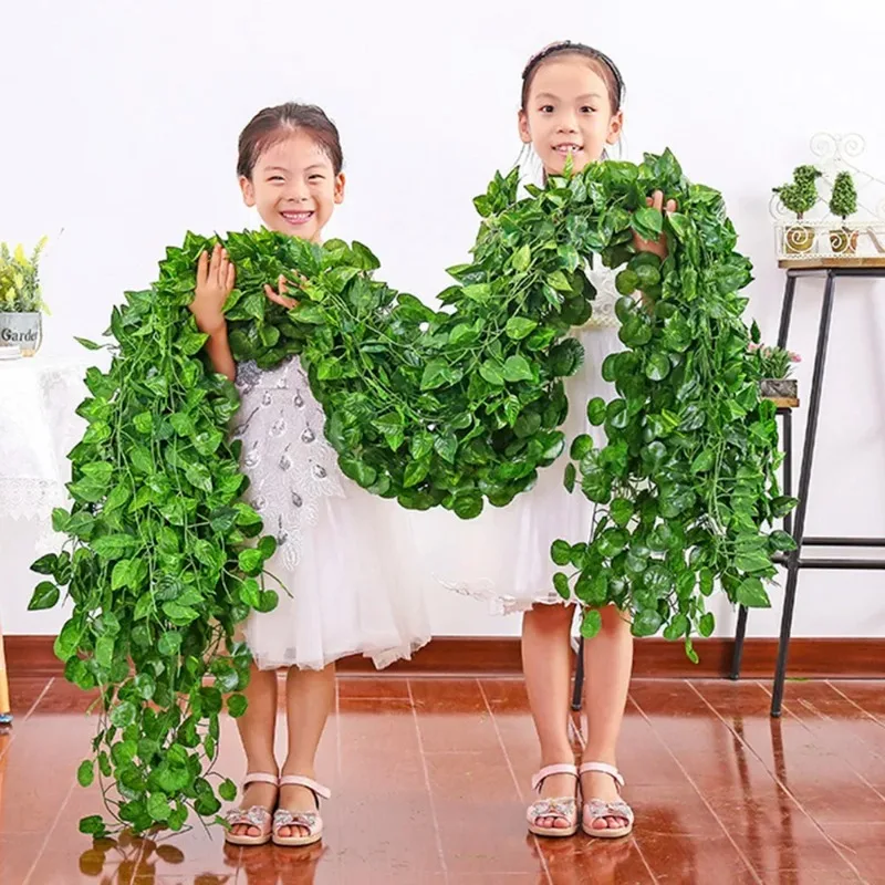 

220cm Artificial Liana Vine Wall Hanging Fake Plants Ivy String Leaves Decoration Home Outdoor Garden Wedding Party Decors 장식