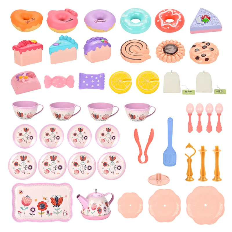 Children play pretend to kindergarten toys simulation afternoon tea food kitchen girl toys for the children to play