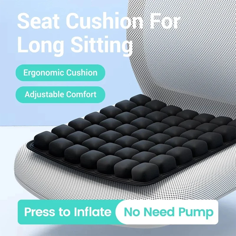 1 Stück 3D Ergonomisches Sitzkissen für Langes Sitzen, Bürostuhl- und Autositzkissen, Verstellbares Aufblasbares Kissen, Komfortables Heimzubehör