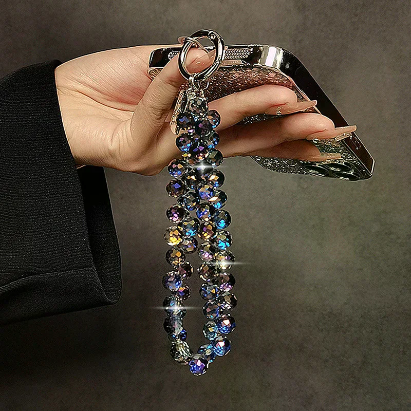 Flashing Mobile Phone Lanyard High-end Luxury Short Water Drop Crystal Hanging Chain Hand-beaded Wrist Chain Hand-held Pendant