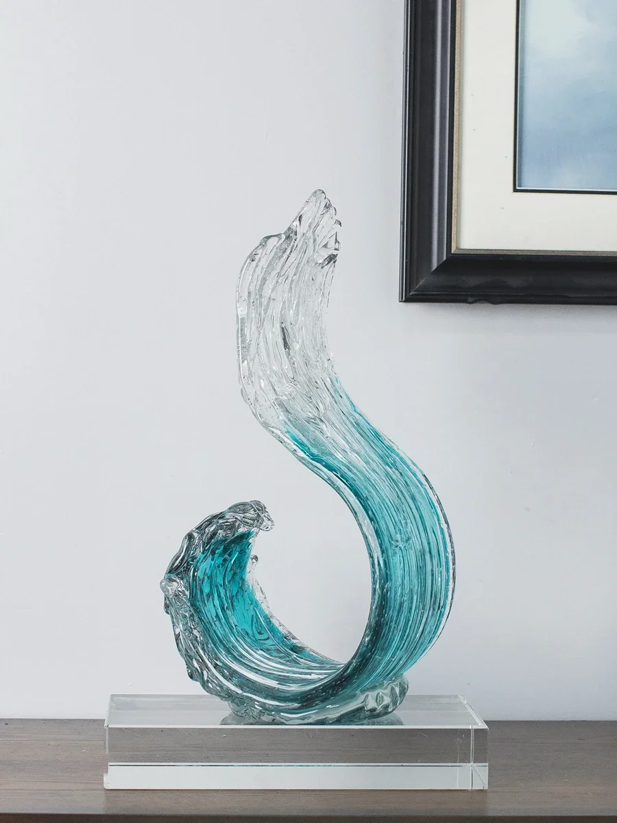 

Modern light luxury glazed art wind and water ornament high-end wine cabinet living room entrance office lucky decoration