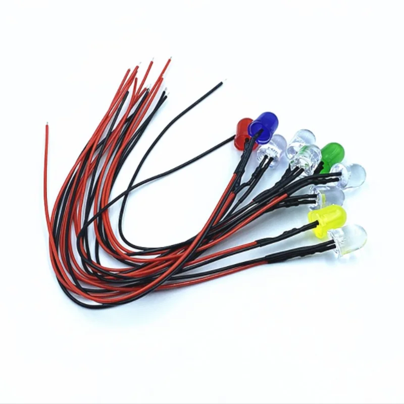 5PCS/Lot LED 8MM 12V 20cm Prewired White Red Green Blue Yellow Orange Diode Lamp Decoration Light Emitting Diodes UV RGB Diode