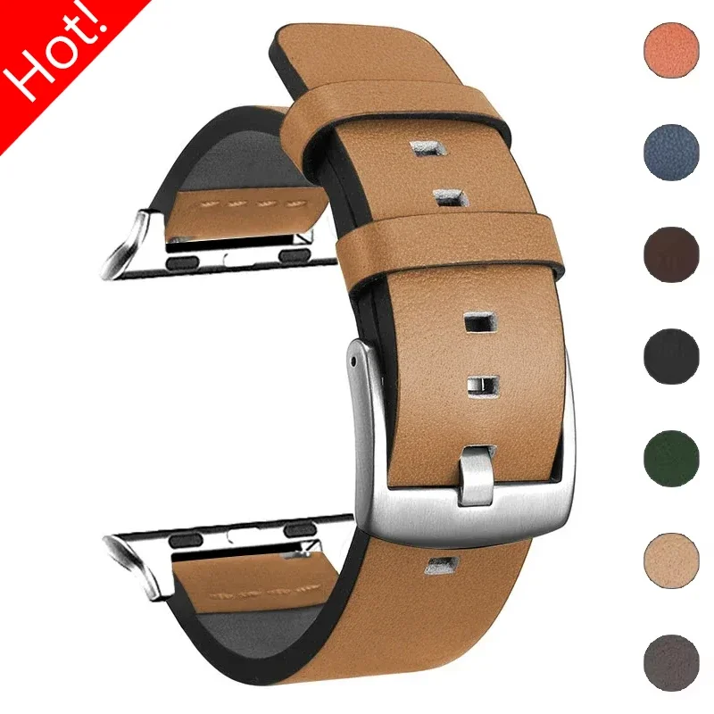 

High Quality Leather Strap for Apple Watch Band Ultra2 49mm S10 46mm 42mm 45mm 41mm 44mm 40mm Bracelet for IWatch 9 8 7 6 SE 5 4