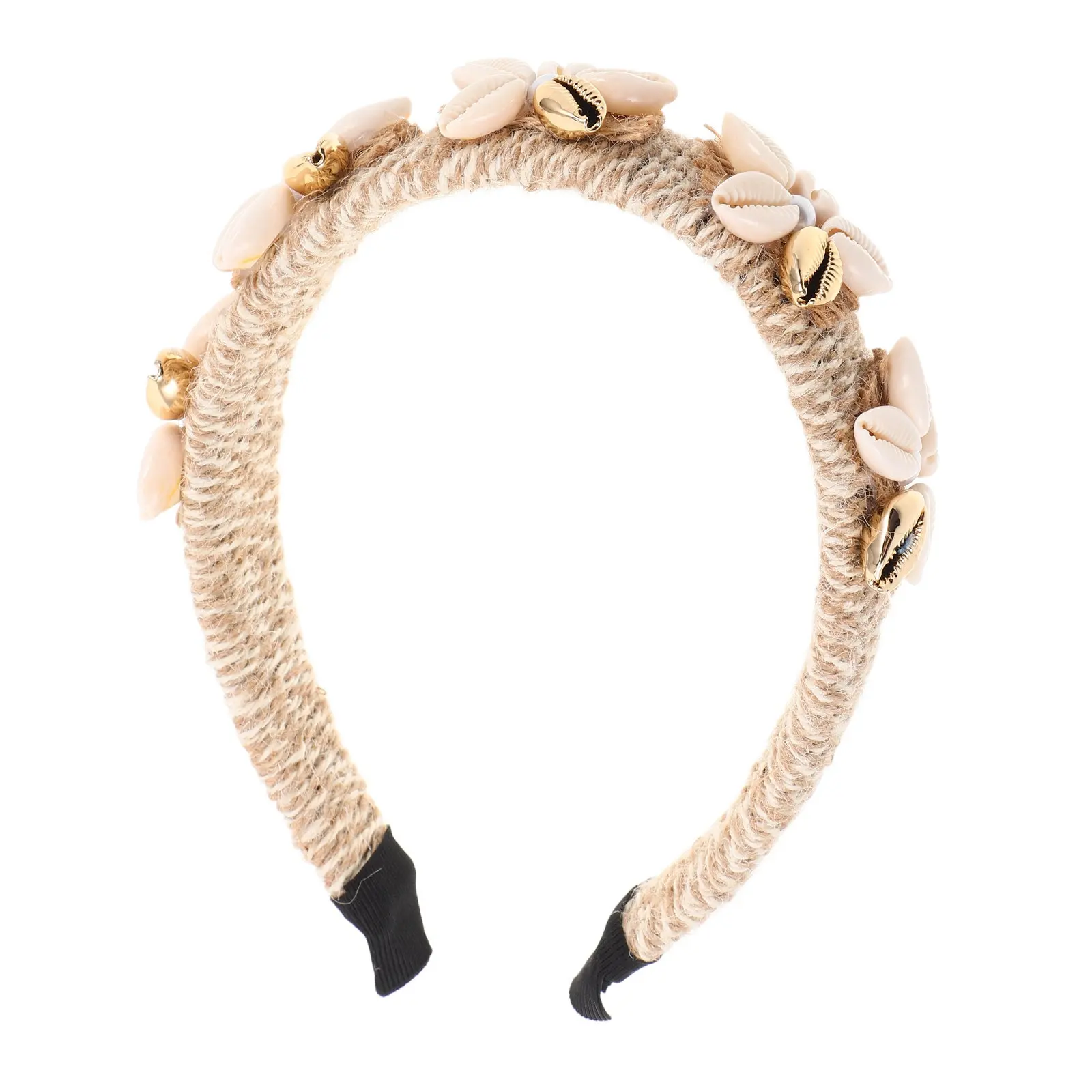 

Seashell Headband for Women Girls Natural Jute Rope Beach Hair Accessory Elegant Minimalist Wide Brim Shell Pearl