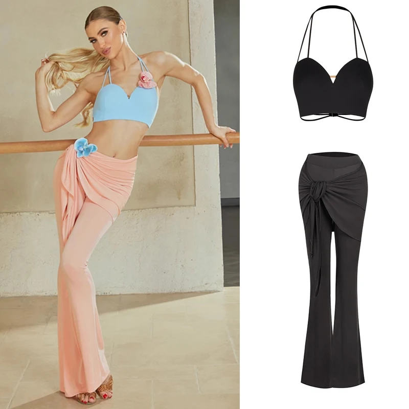 

ZYM New Women'S Ballroom Dance Clothes Sexy Latin Top Modern Dance Pants Adults Latin Dance Costumes Training Wear SL13038