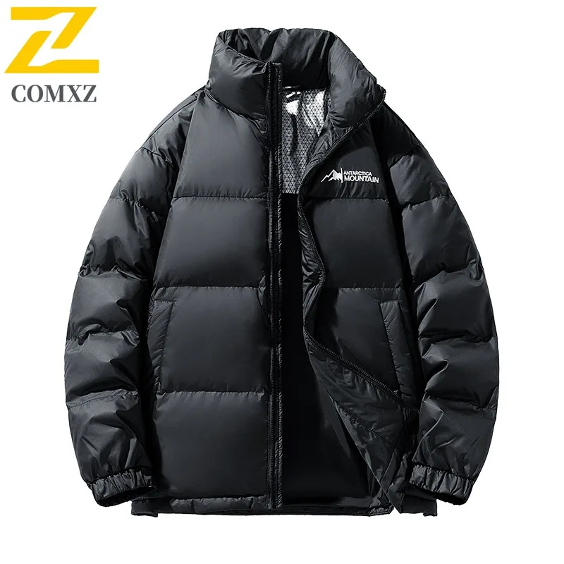 COMXZ 2025 Winter Parka Men Trendy Multicolor Splicing Thick Thermal Padded Jacket Leisure Puffer Windproof Snow Parker Coat