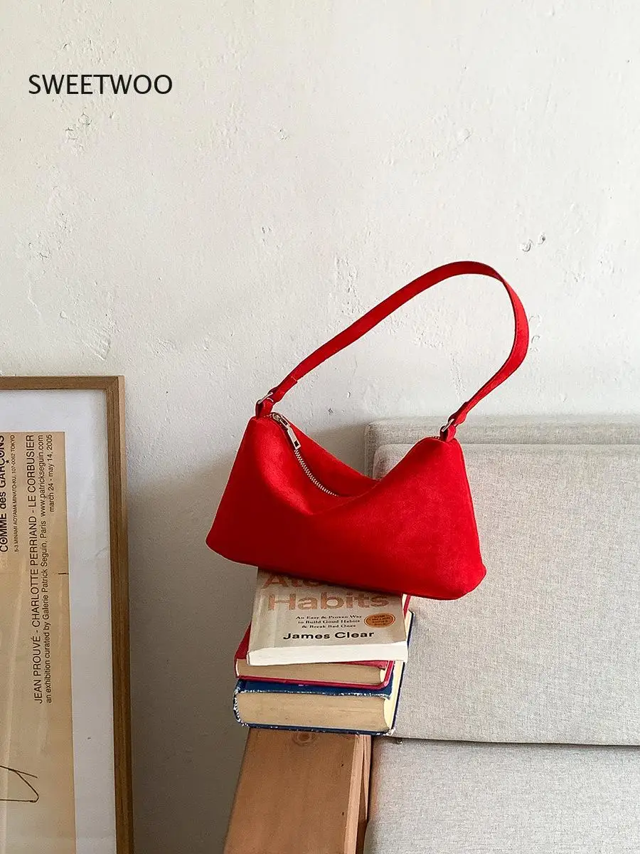 2026 Suede Triangle Underarm Bag Retro Style Shoulder Purse for Minimalist Looks