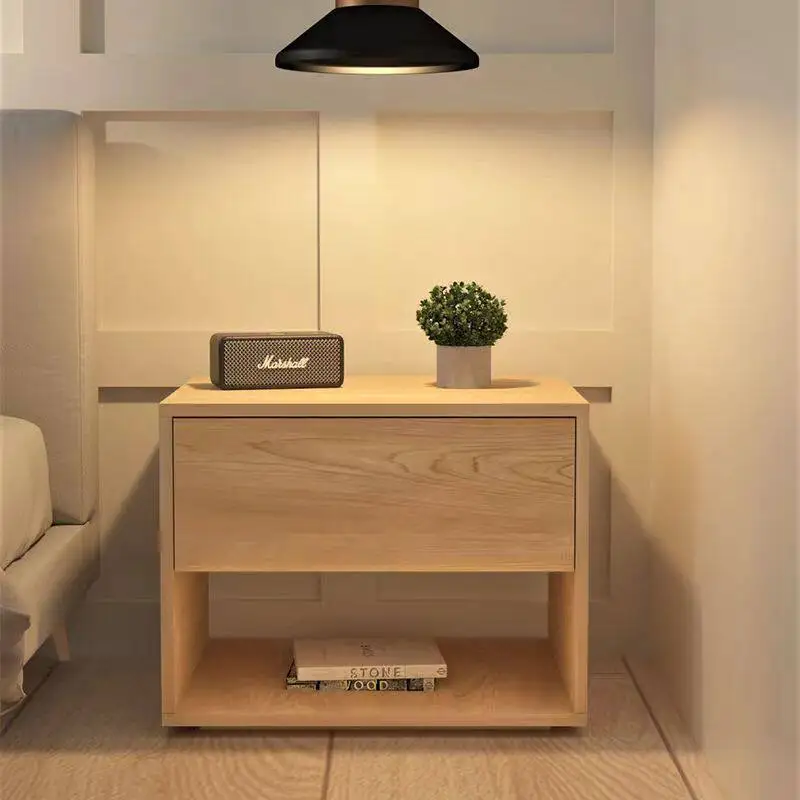 Solid wood bedside table rental house simple modern light luxury bedside shelf multi-functional bedroom suspended bedside table