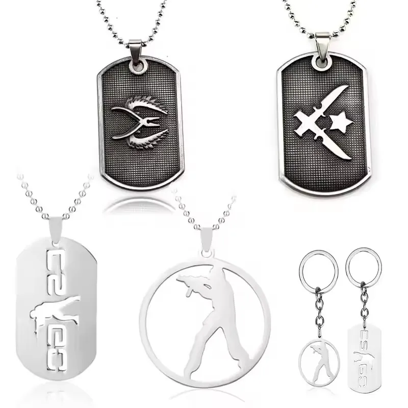 Novelty Counter Strike Gun AK47 Keychain Men Trinket Awp Rifle Sniper CS GO Saber Men's Bag Car Necklace Jewelry Souvenirs Gift