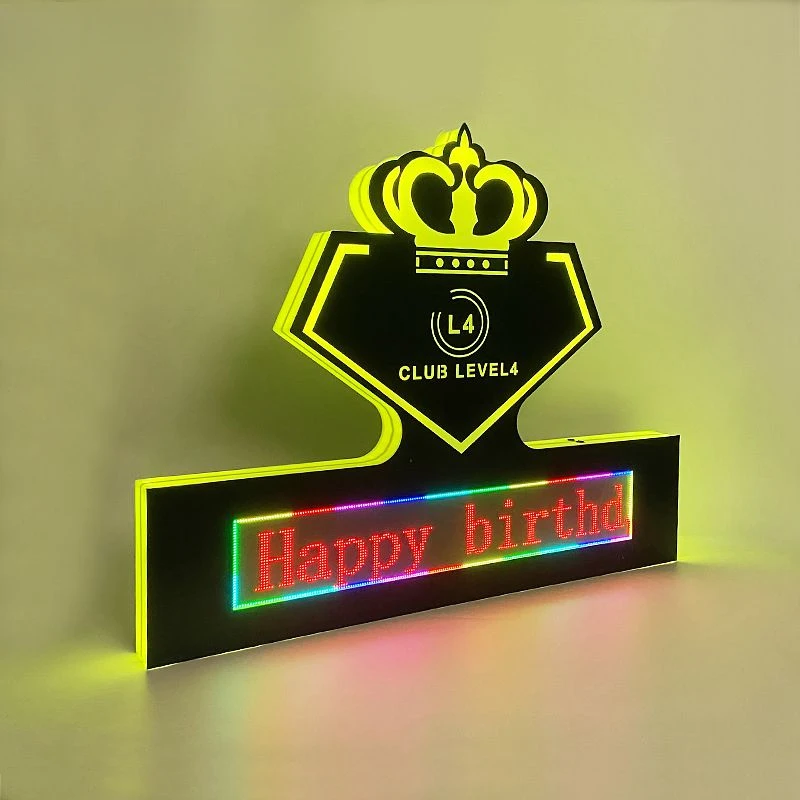 Acrílico Led Scrolling Mensagem Screen Display, placa do sinal, personalizado Vip Garrafa Apresentador, Promoção