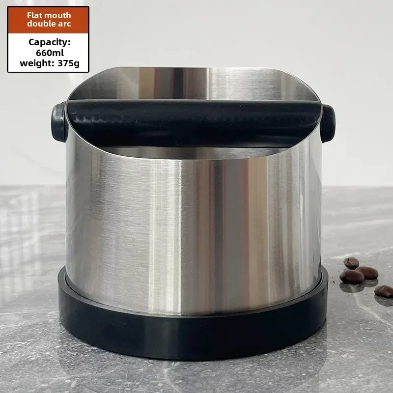 Coffee Knock Box Stainless Steel Espresso Knock Box Non Slip Coffee Ground Knock Box with Rubber Ring Beveled Coffee Ground Bin view 2
