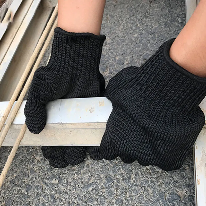 

1pcs Anti Cutting Gloves Black Self Defense Gloves Steel Wire Metal Mesh Gloves Wear Resistant Work Gloves Security Protection