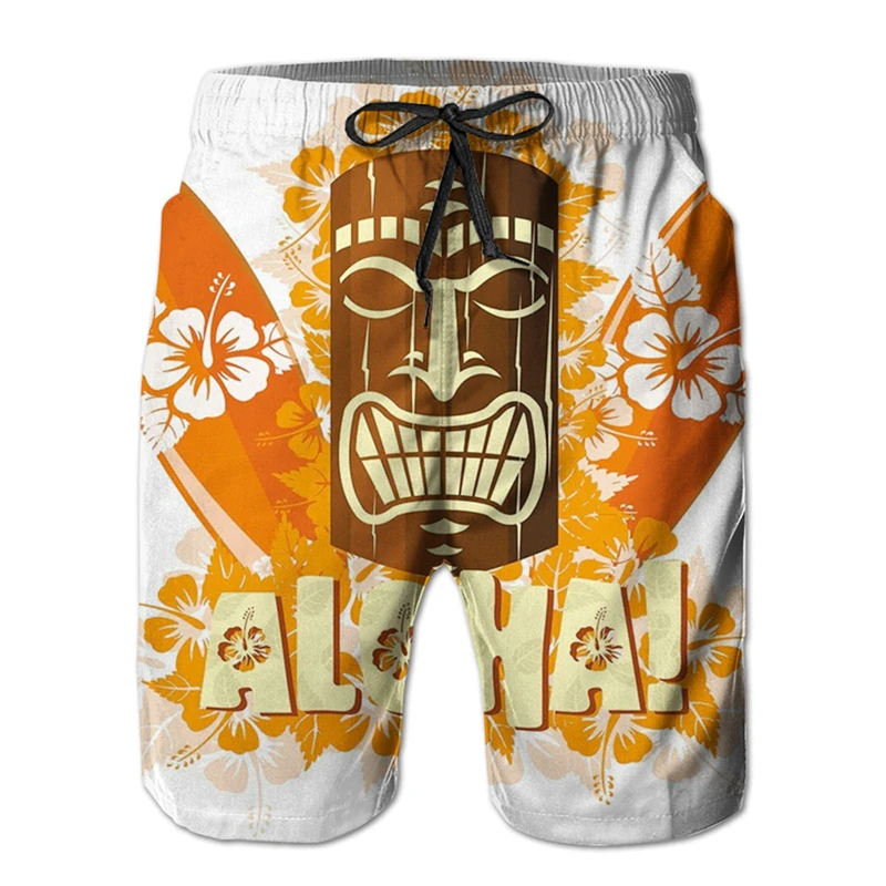 Fashion Hawaiian Tiki 3D Print Beach Shorts Casual Aloha Polynesia God Short Pants For Men Clothes Aloha Boy Short Pants Clothes