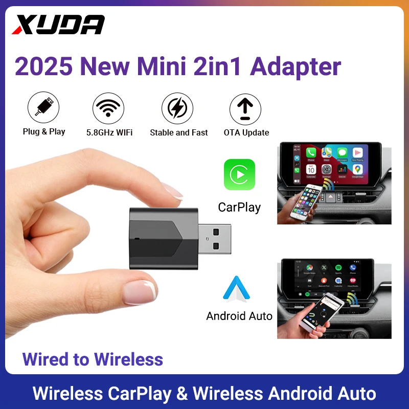 

XUDA Новый беспроводной адаптер Carplay Android Auto 2in1 Smart Mini Box WIFI BT Auto Connect для Toyota Volvo Benz MG Kia MAZDA FORD