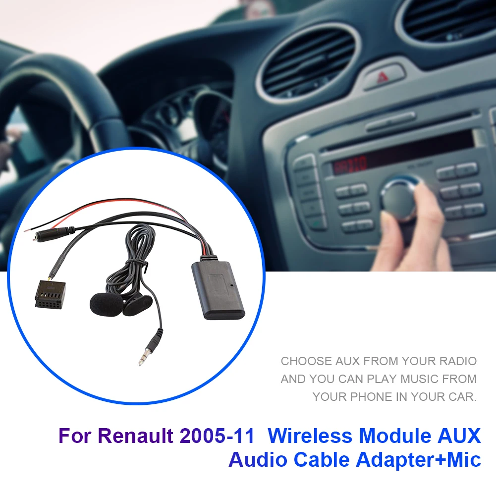 Audio Cable Adapter Car Bluetooth-Compatible Adapter Cable with MIC Radio Stereo AUX Cable Adapter for Renault Update List Radio