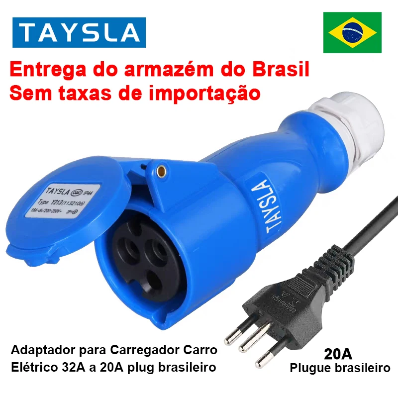 TAYSLA Adapter 16A Electric Car Charger Original BYD CEE Female Plug Adapter 32A to 20A BR Plug Socket 7KW to 3.5KW Connector