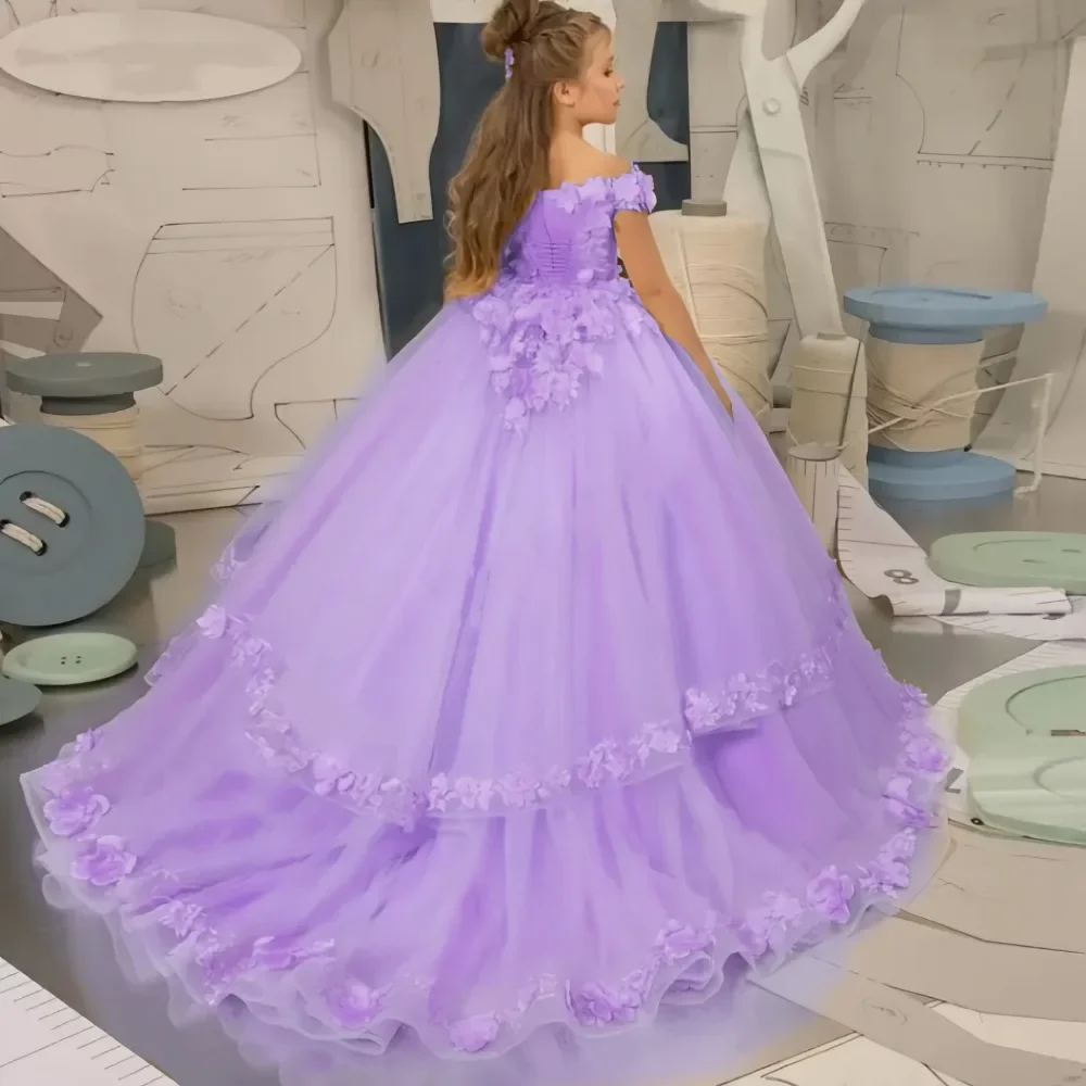 

Flower Girl Dress Sweetheart Floor-Length Ball Gown Princess Dress for Wedding Bridesmaid Birthday Evening First Communion Gown