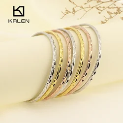 Kalen 1pcs 7pcs Minimalist Water Wave Pattern Bracelet Stainless Steel Women's Fashion Jewelry Gold Silver Rose Gold Color