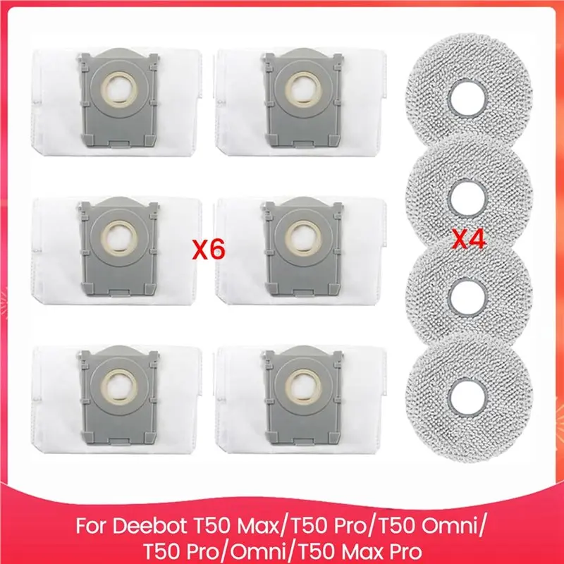 EMECE-2 مجموعة ملحقات عدة ل Ecovacs Deebot T50 Max T50 Pro T50 Omni T50 Pro Omni T50 Max Pro ممسحة منصات أكياس الغبار