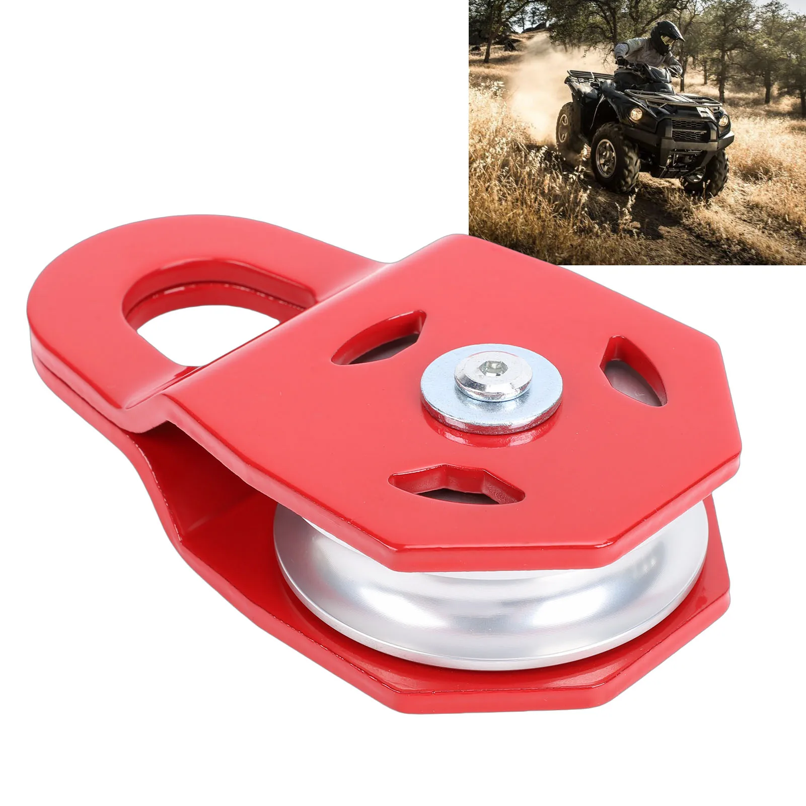 Winch Snatch Block 8 Ton Red Heavy Duty Multifunctional Towing Winch Snatch Block Pulley for Truck Tractor ATV UTV Accessories