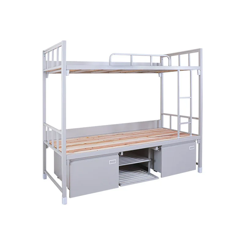 #Standard camping equipment Thickened bunk bed Housekeeping cabinet Upper and lower beds Iron bed Locker LockerLearning Computer