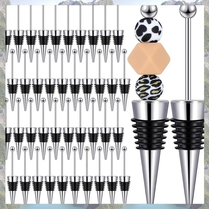

2025 Trend 40Pcs Beaded Wine Stoppers For Wine Bottle Decoration Beaded Wine Stoppers Reusable Alloy Wine Keepers For Beverage G
