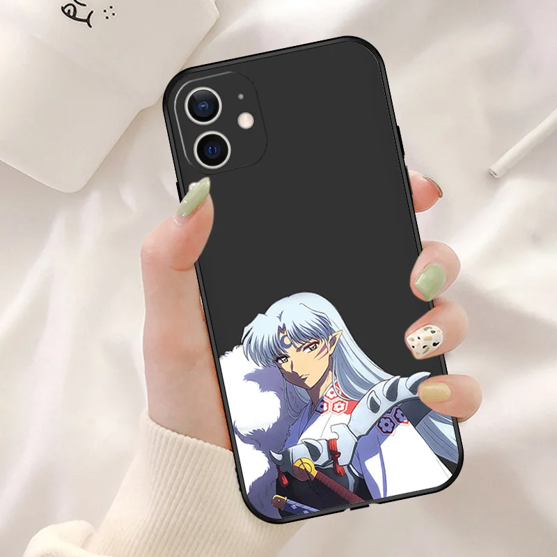 Black Soft Phone Case for Apple iphone 16 15 14 13 12 Mini XS 11 Pro Max XR 7 8 Plus X 16ProMax Fashion Inuyasha Cover