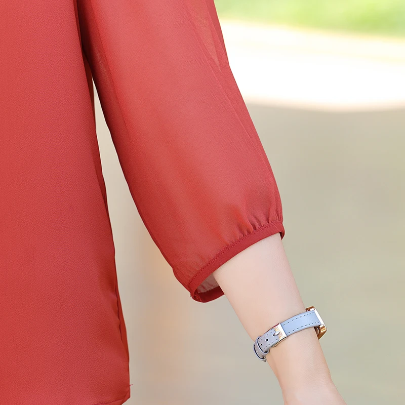 Summer Solid Color Shirt Plus Size Elegant Chinese Knot Round Neck T-shirt Middle-aged Women Summer Short Sleeved Shirt - view 6