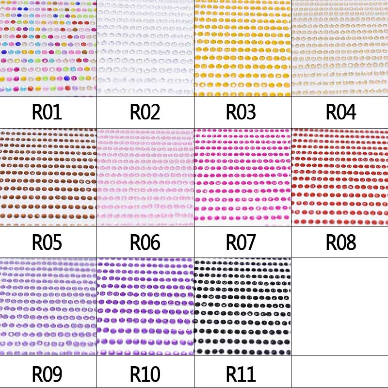 3-6mm 11 Colors Acrylic Crystal Diamond Sticker Emulation Rhinestone Self Adhesive Decal Mobile/PC Car Art Sticker