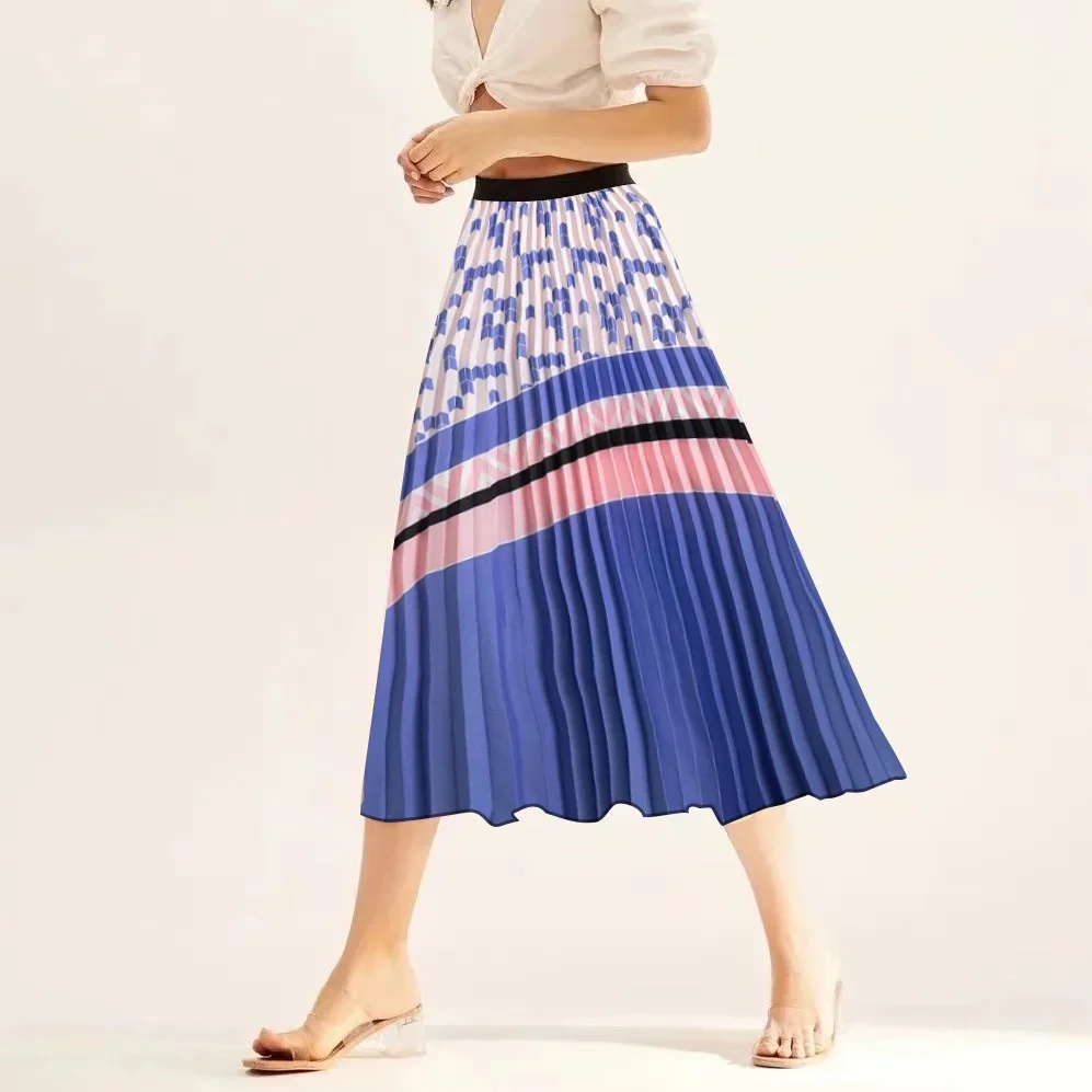 

Spring and summer pleated skirt wholesale fashion women's skirt print elegant skirt