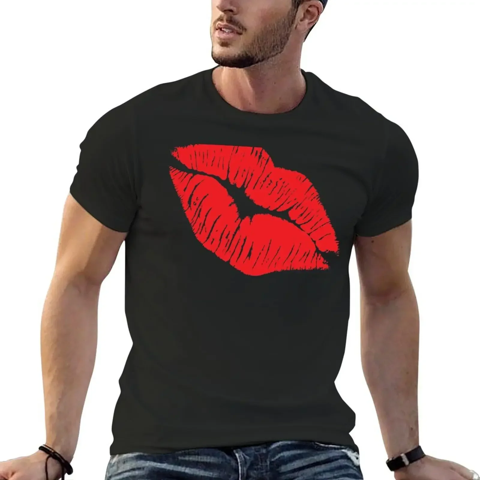 Kissing Red Lips of Passion T-Shirt anime tshirt oversized quick drying man t shirt t shirts for men cotton