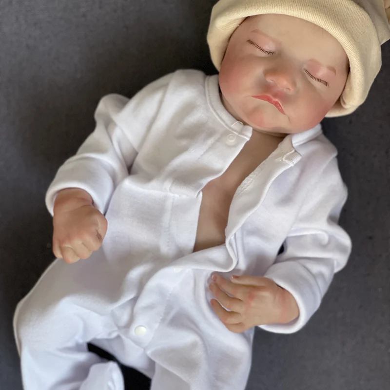 48CM Reborn Levi Sleeping Baby lalki noworodki całego ciała ze skórą 3D wielowarstwowa malowanie widocznymi żyłkami miękka w dotyku lalka