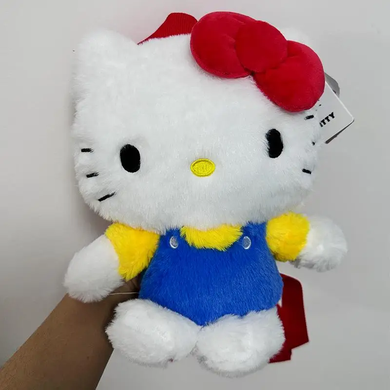 Mochila de felpa estética de Hello Kitty, diseño de Anime suave y esponjoso, bonita mochila escolar para niñas de gran capacidad con correas ajustables Kawaii