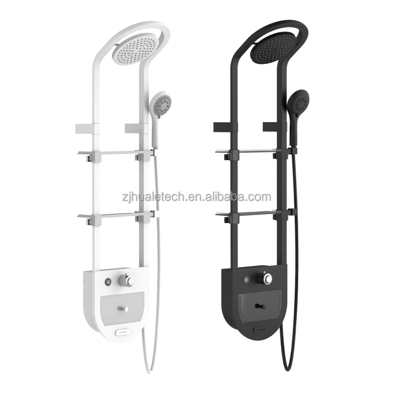 

HL-2491 Modern Bath Shower Panel Trays Thermostatic Mixer New Design Black Wall for Bathroom Includes Diverter Faucet