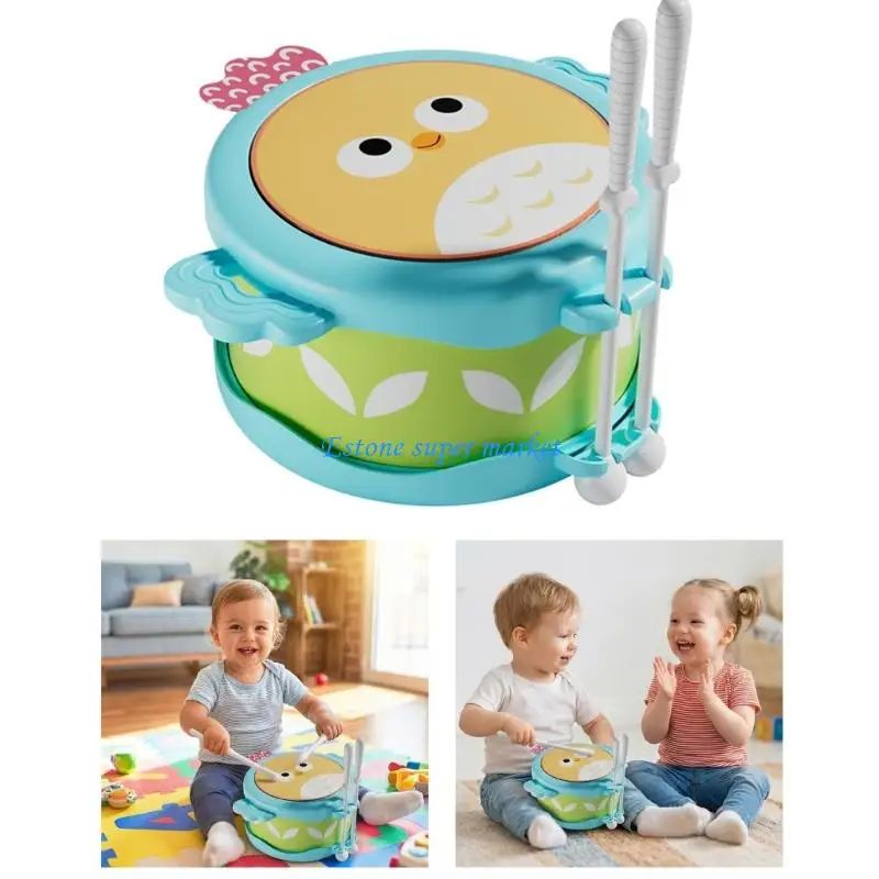 090B Kids Plastic Owl Drum Toy For Musical Play And Coordination Development
