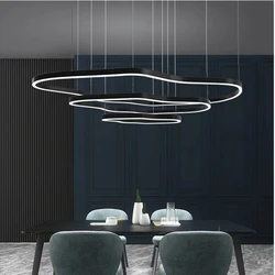 Modern Terraces Chandelier Home Indoor Lighting for Cricular Ring Led Living Room Coffee/Gold Restaurant Pendant Lamps